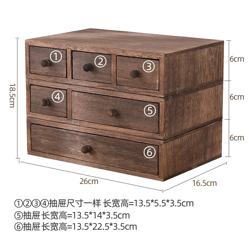 Solid Wood Drawer Storage Box Rectangular Jewelry Desktop Organizer Shelf Bins Makeup Containers