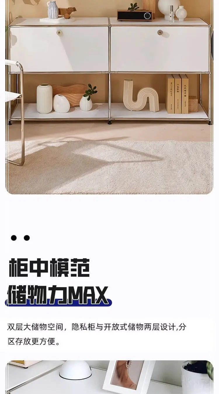 Storage Cabinet Sideboards Cabinet Shelf Module Modular DIY TV Stand Living Room Furniture Stainless Steel Vintage Frame