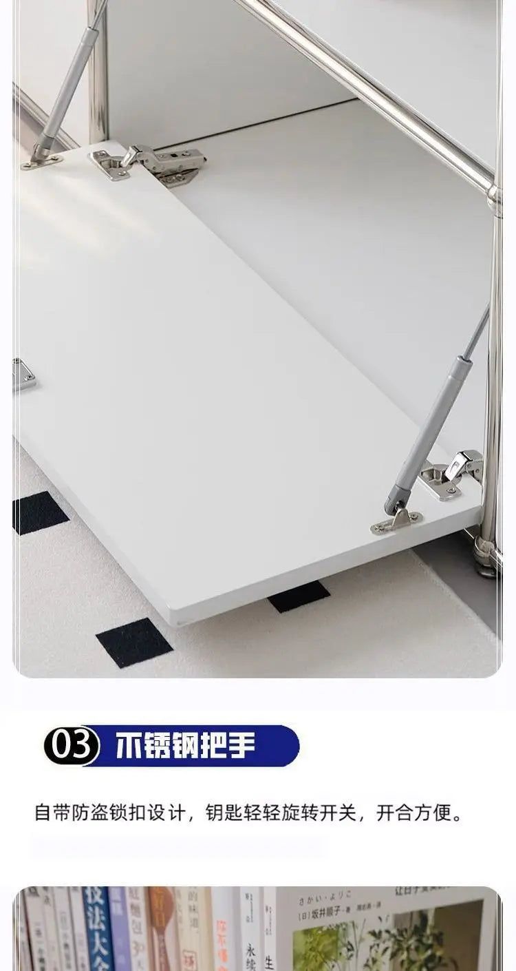 Storage Cabinet Sideboards Cabinet Shelf Module Modular DIY TV Stand Living Room Furniture Stainless Steel Vintage Frame