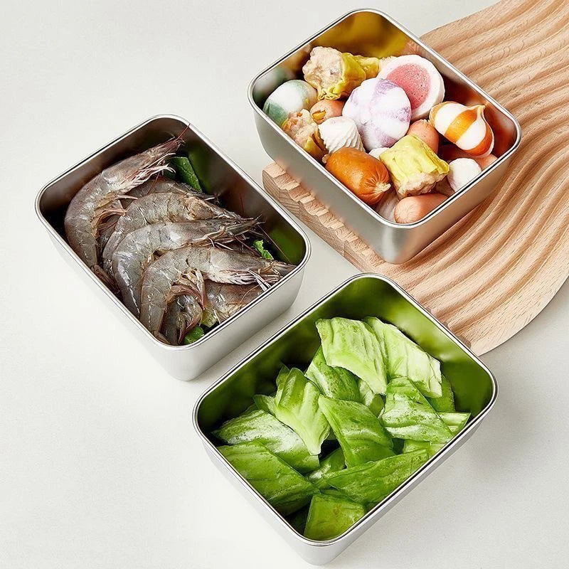 Storage Containers, Stainless Steel Fresh-keeping Box With Lid, Leak Proof And Stackable Food Sealed Box, For Camping