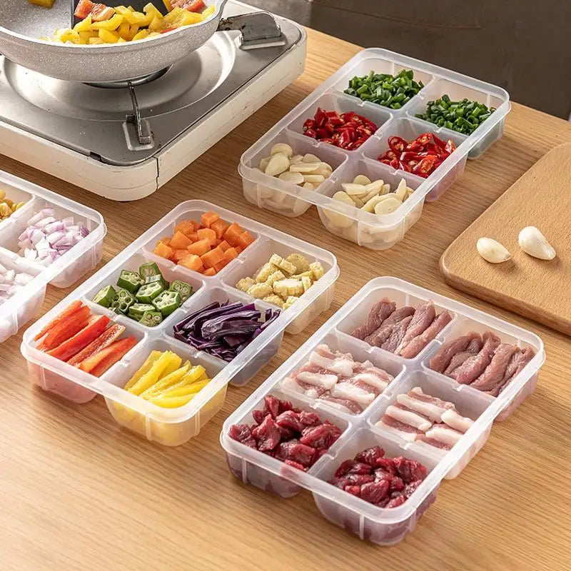 1/3PCS 2/3/6 Grids Refrigerator Storage Boxes With Holes Scallions Meat Fresh Box Food Container Cold Storage Crisper Sealed
