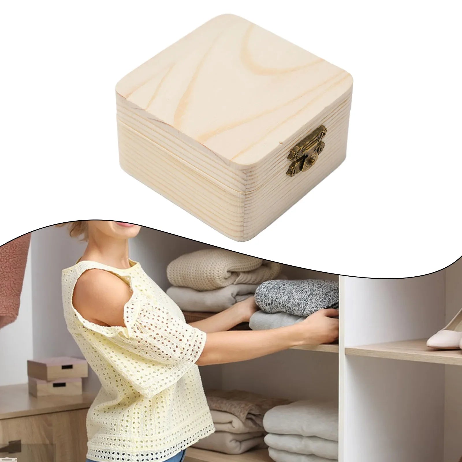 1PCS Wooden Storage Boxes Plain Packing Storage Gift Box Natural Handmade Log Smooth Home Storage Organization 8X8X4.5cm