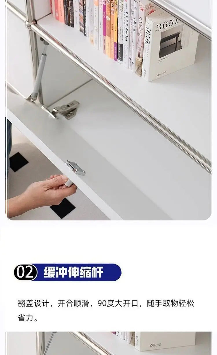 Storage Cabinet Sideboards Cabinet Shelf Module Modular DIY TV Stand Living Room Furniture Stainless Steel Vintage Frame