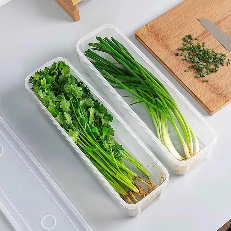 Noodle Storage Box Plastic Spaghetti Preservation Box Food Holder Fresh-keeping Sealed Green Oonion Container Box Kitchen Fridge