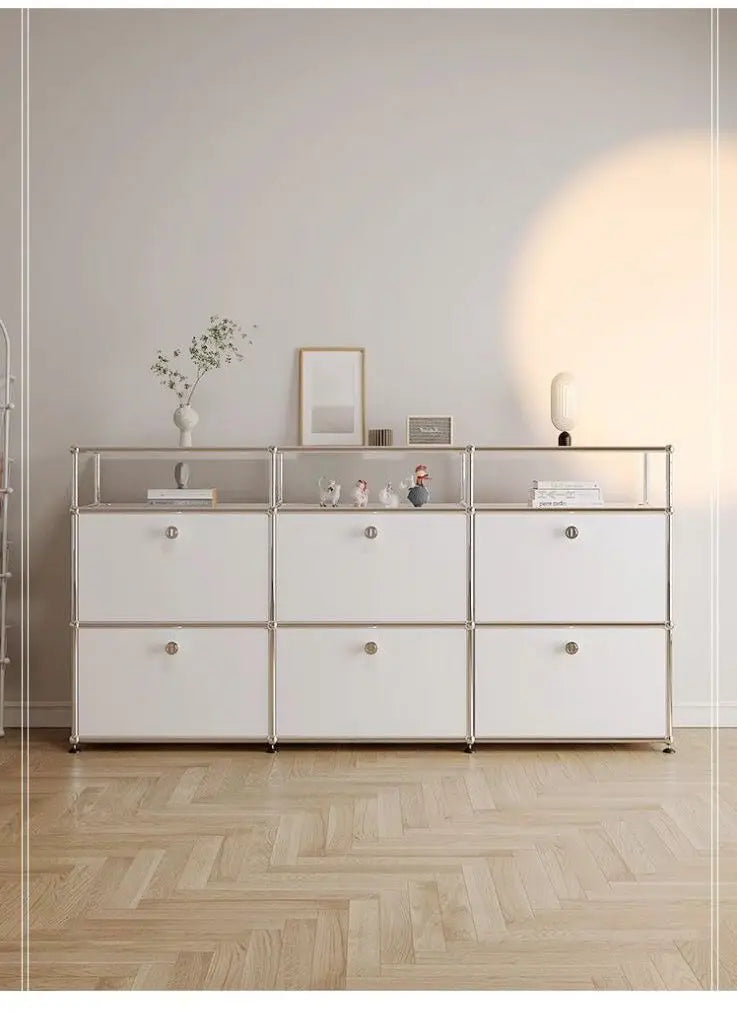 Storage Cabinet Sideboards Cabinet Shelf Module Modular DIY TV Stand Living Room Furniture Stainless Steel Vintage Frame