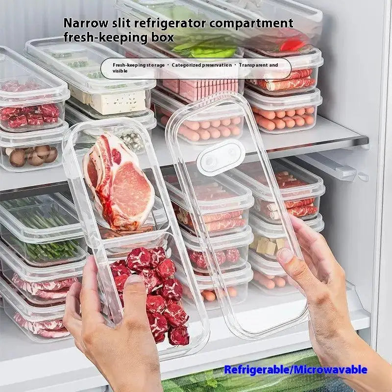 1/3PCS 2/3/6 Grids Refrigerator Storage Boxes With Holes Scallions Meat Fresh Box Food Container Cold Storage Crisper Sealed