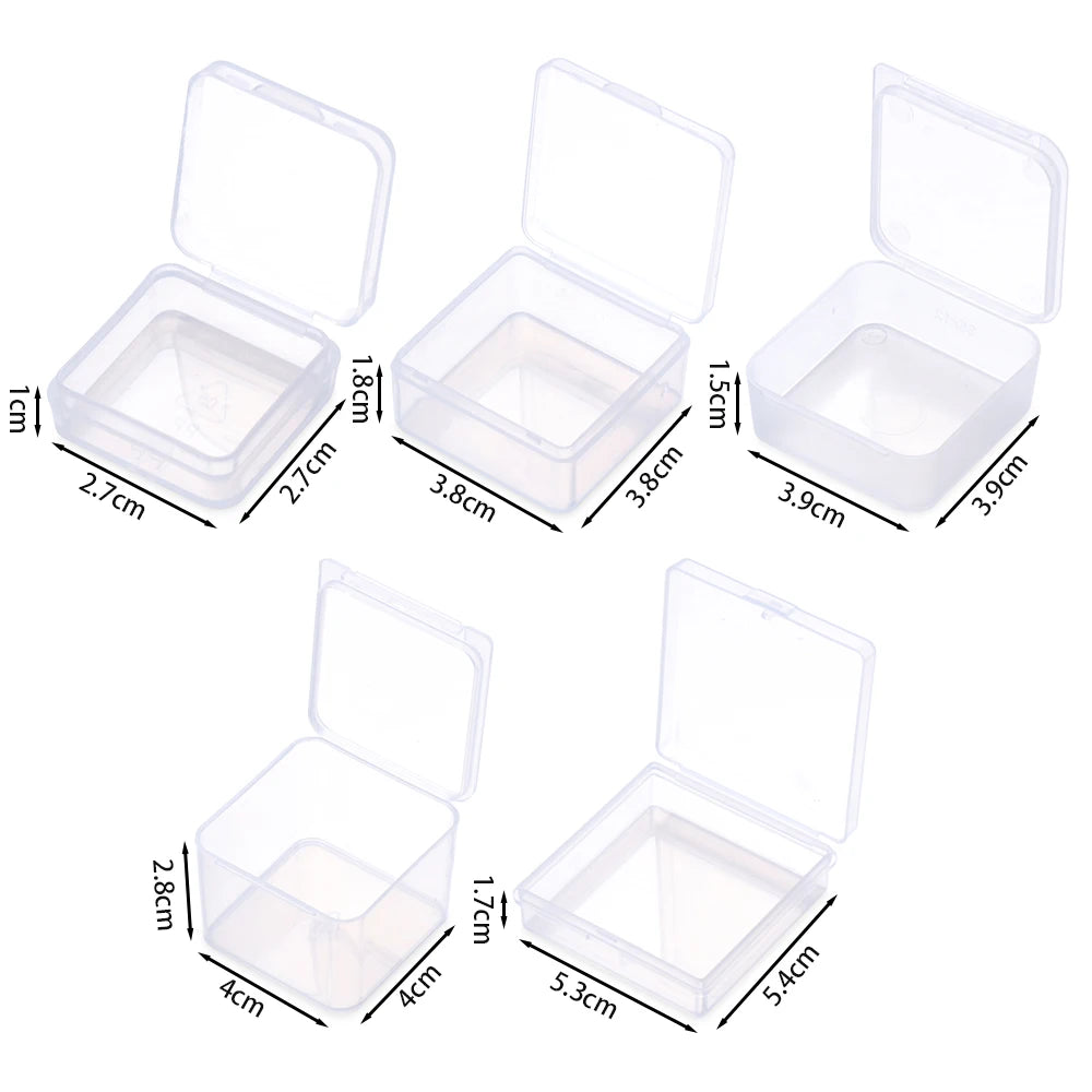 Multi Sizes Transparent Storage Box Square Small Items Case Jewelry Beads Container Fishing Tools Box Sundries Organizer Case