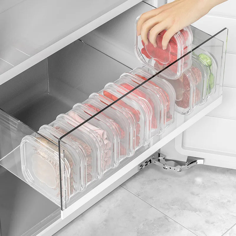 Food Fresh Box with Lid Refrigerator Storage Box Meat Vegetable Sealed Container Ginger Garlic Sub-Packed Boxes Kitchen Supplies