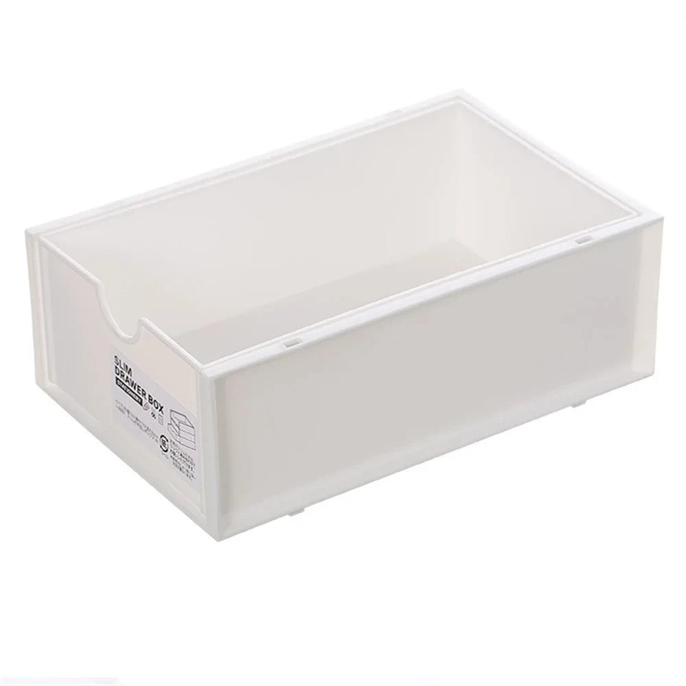 Desktop storage boxes, cosmetics storage, and office stationery storage cabinets can be stacked and combined for drawer storage