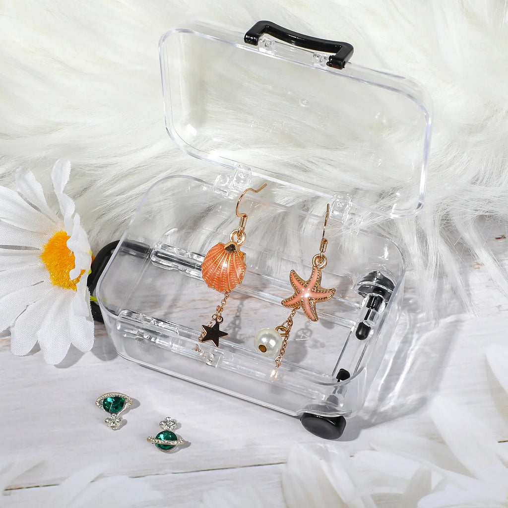 Mini Luggage Storage Box Cute Clear Suitcase Candy Box Creative Wedding Candy Box Small Trolley Case Jewellery Organiser