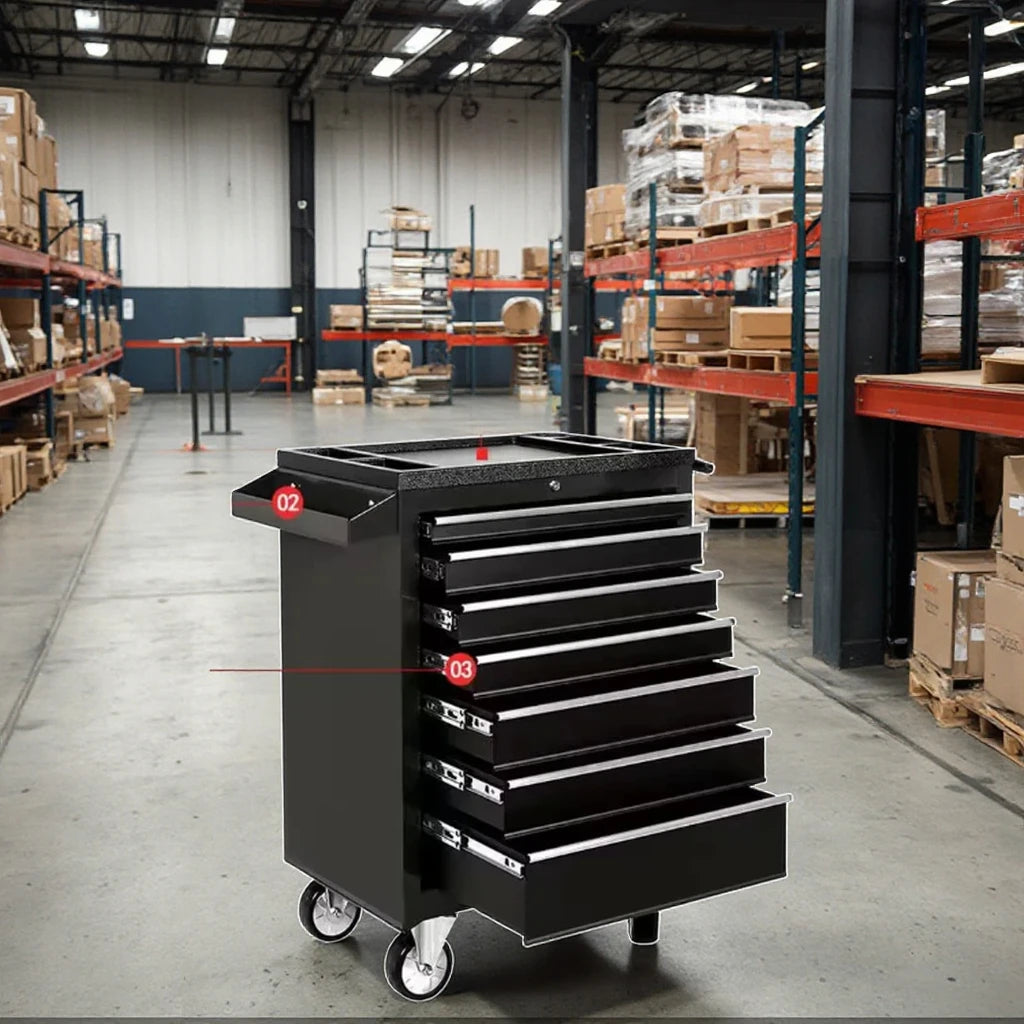 2025Garage Metal Trolly Tool Storage Cabinet Heavy Duty Workshop Roller Drawer Steel Tool Cabinet on Wheels