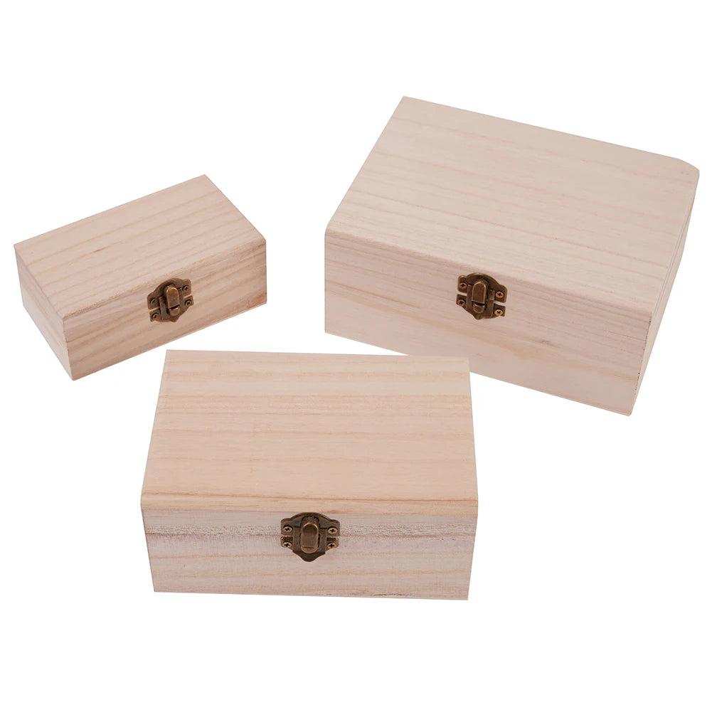Plain Wooden Square Hinged Storage Boxes Craft Gift Box For Jewelry Case Box Home Sundries Storage Container Christmas Candy Box