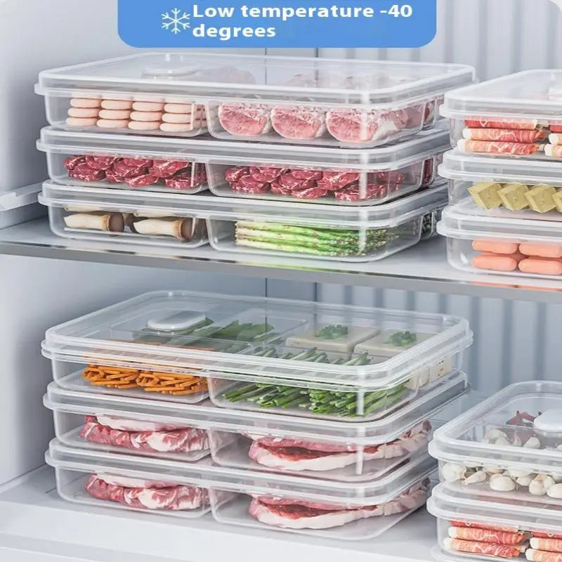 1/3PCS 2/3/6 Grids Refrigerator Storage Boxes With Holes Scallions Meat Fresh Box Food Container Cold Storage Crisper Sealed