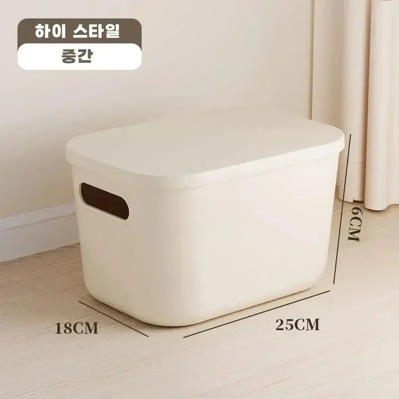 Ins Style Storage Box with Lid Dustproof Cosmetics Clothing Grocery Storage Bedroom Dormitory Storage Box Toy