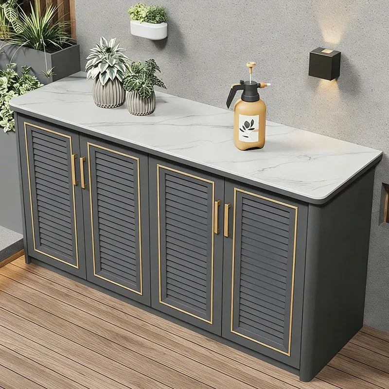 Outdoor aluminum alloy storage cabinet for balconies, patios, waterproof and sun-proof, suitable for storing miscellaneous items