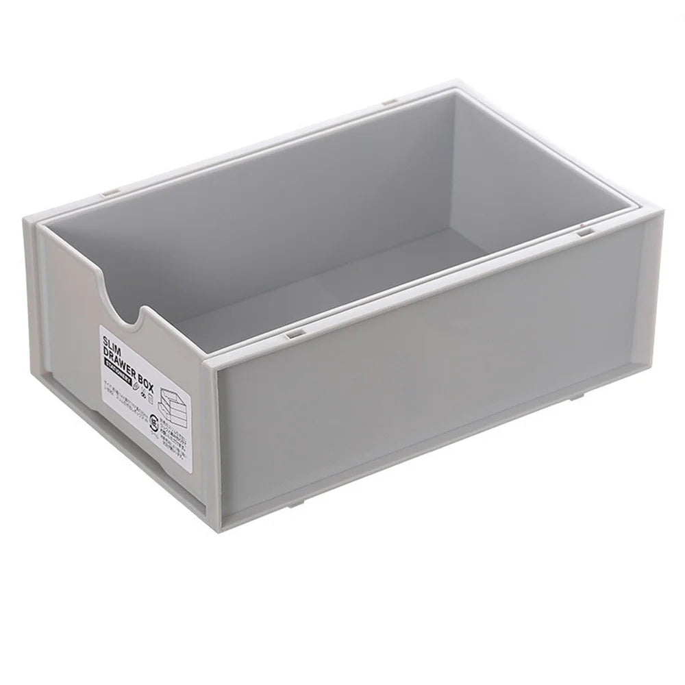 Desktop storage boxes, cosmetics storage, and office stationery storage cabinets can be stacked and combined for drawer storage