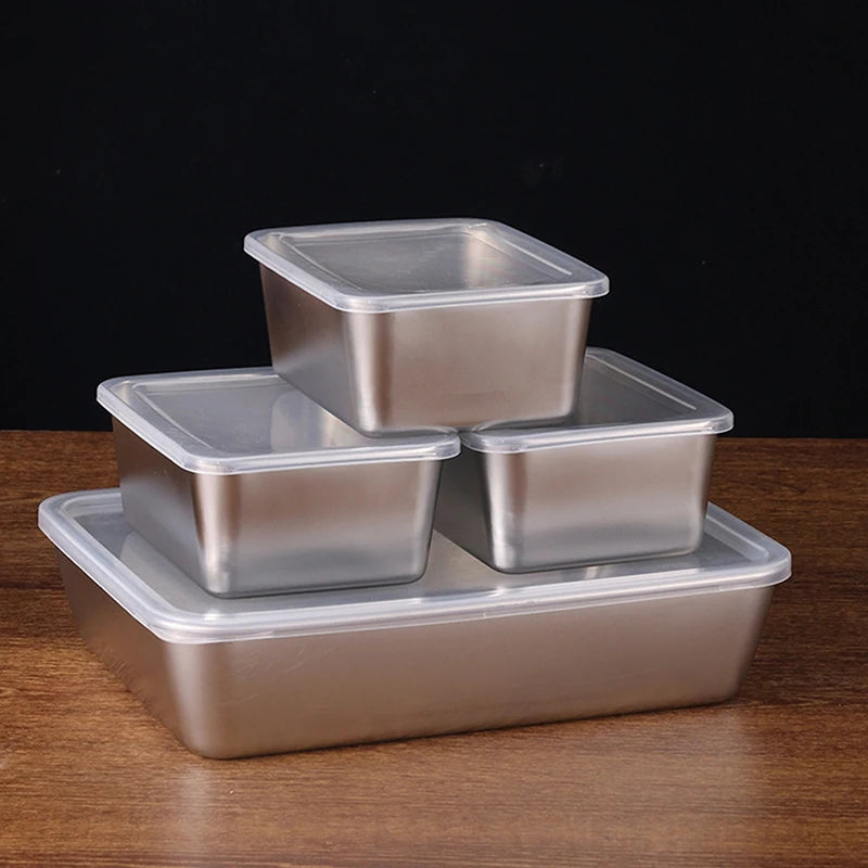 Stainless Steel Refrigerator Meat Storage Box Food Storage Containers With Lid Refrigerator Organizer Container Kitchen Storage