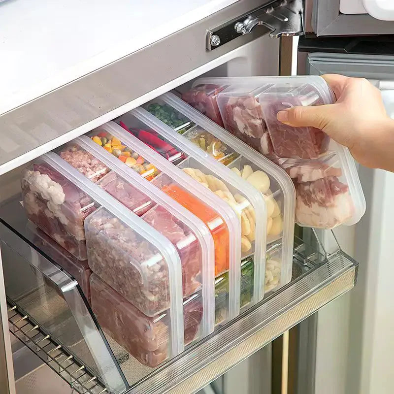 Refrigerator Storage Box Packed Meal Crisper Food Grade Sealed Food Meat 2/4/6 Compartment Refrigerated Storage Box