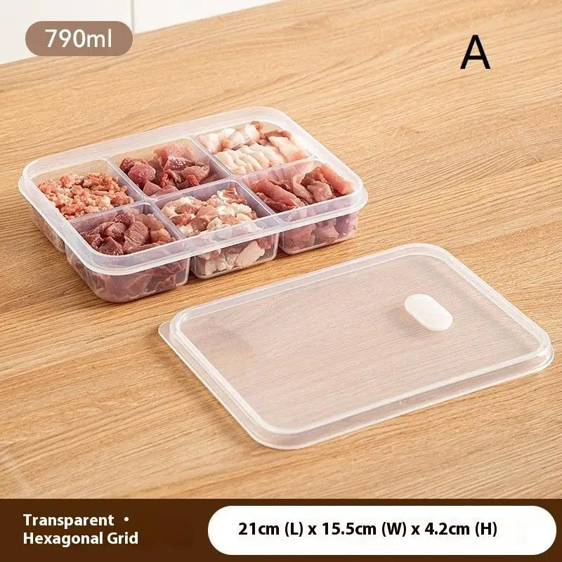 1/3PCS 2/3/6 Grids Refrigerator Storage Boxes With Holes Scallions Meat Fresh Box Food Container Cold Storage Crisper Sealed