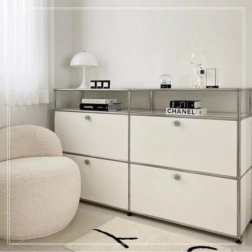 Storage Cabinet Sideboards Cabinet Shelf Module Modular DIY TV Stand Living Room Furniture Stainless Steel Vintage Frame