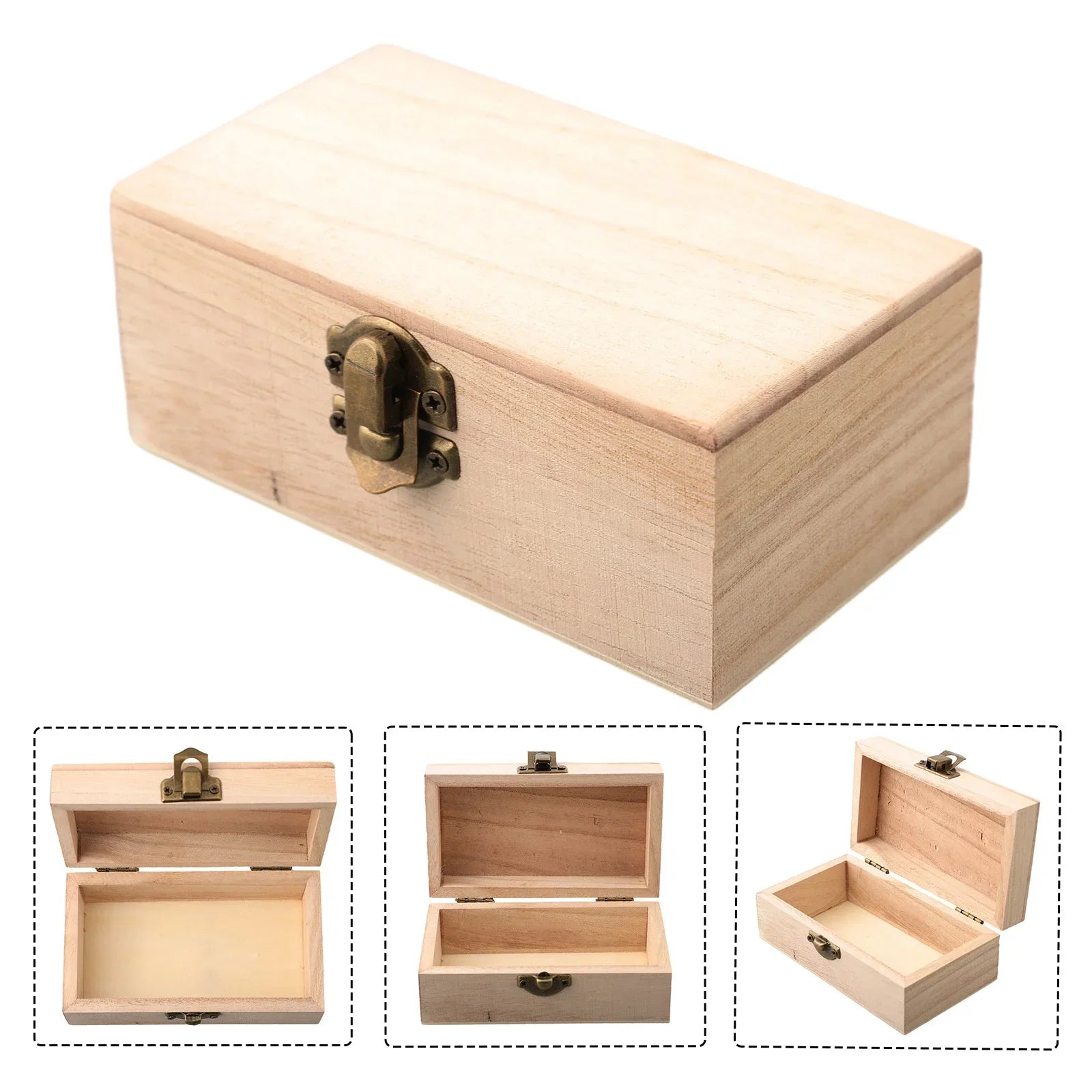 Plain Wooden Square Hinged Storage Boxes Craft Gift Box For Jewelry Case Box Home Sundries Storage Container Christmas Candy Box