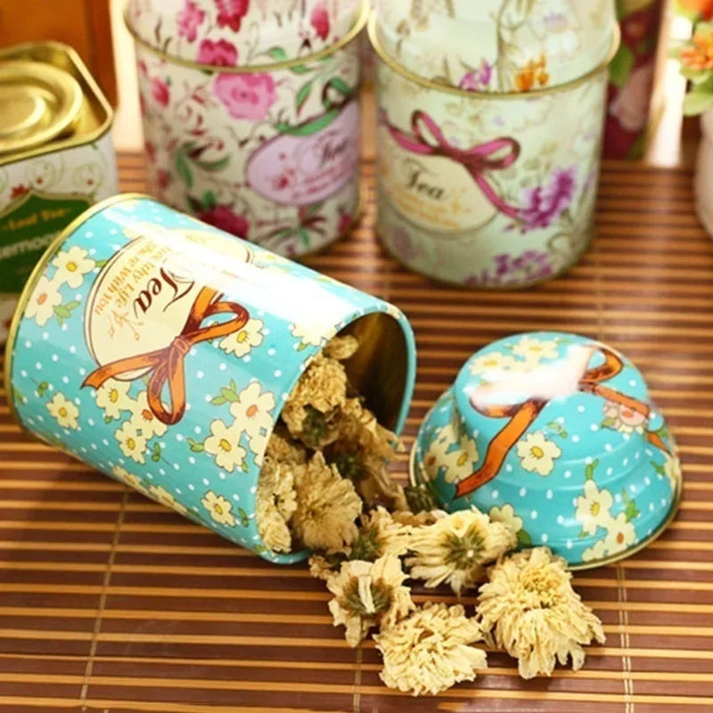Vintage Palace Iron Storage Can Candy Cosmetics Storage Box Metal Can Tea Coffee Sugar Storage Jars Gift Tea Box Organizer