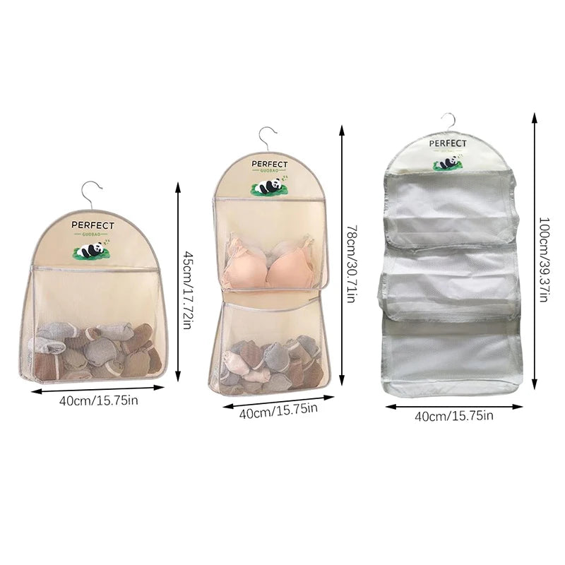 Large Capacity Storage Mesh Bag Storage Bag Reusable Vegetable Storage Net Bag Underwear Socks Storage Kitchen Hanging Mesh Bag