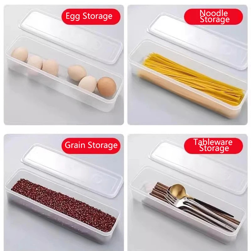Noodle Storage Box Plastic Spaghetti Preservation Box Food Holder Fresh-keeping Sealed Green Oonion Container Box Kitchen Fridge