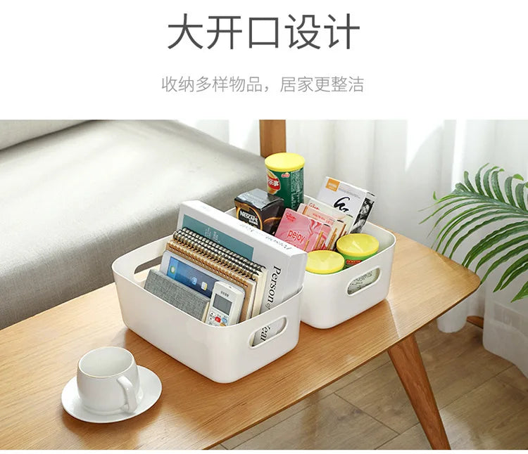 1-piece S-L Dormitory Miscellaneous Storage Box Desktop Cosmetic Storage Box Bathroom Kitchen Bedroom Plastic Storage Basket