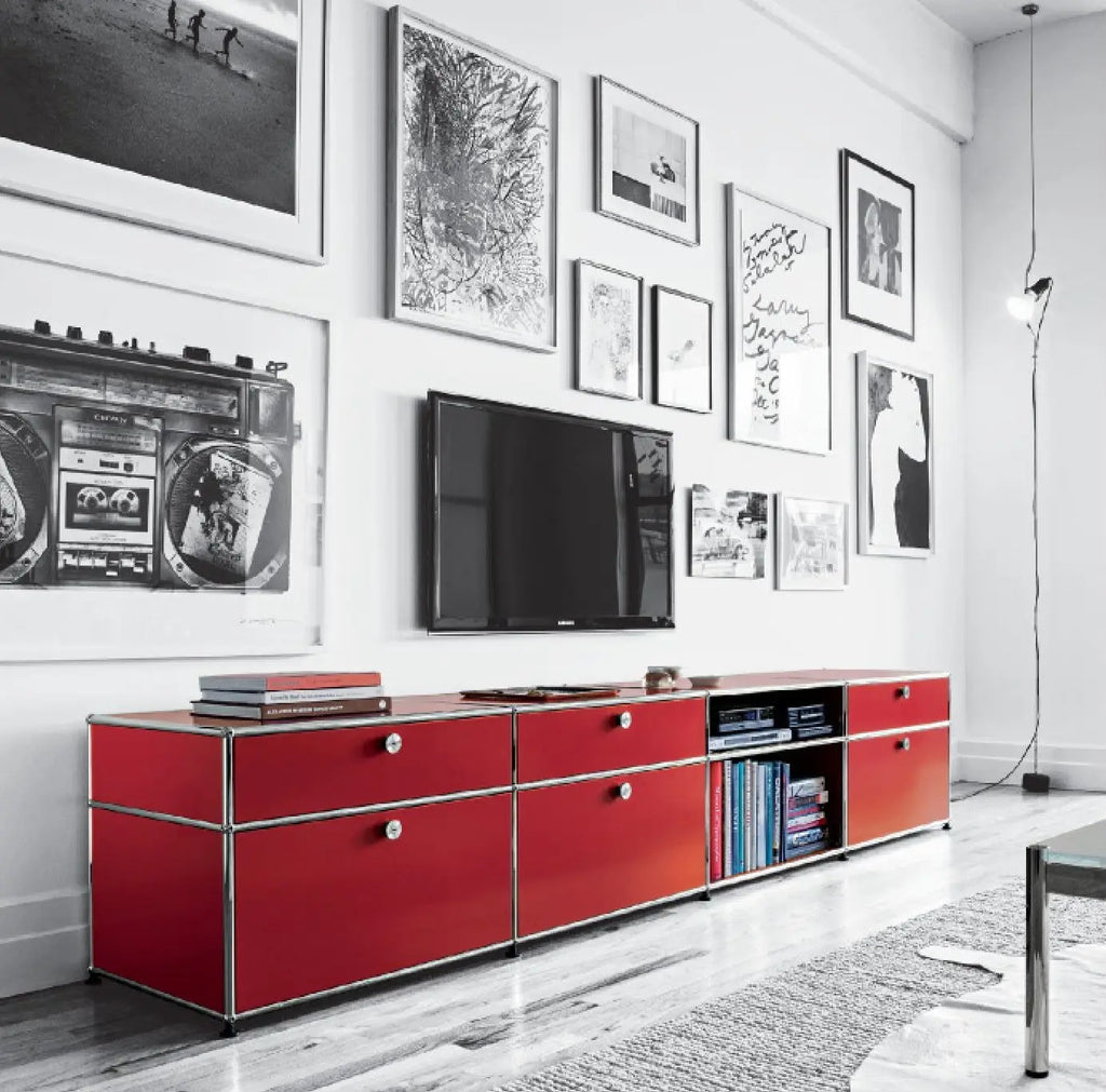 Modern Classical Large Capacity Stainless Steel Storage Cabinet 2 Drawers Shelves 5-Year Warranty for Home Apartment Living Room