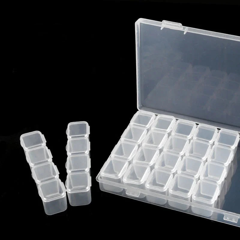 Clear Storage Box 28 Grids Separate Slots Jewelry Beads Nail Art Rhinestones Organizer Display Case for Craft Tools