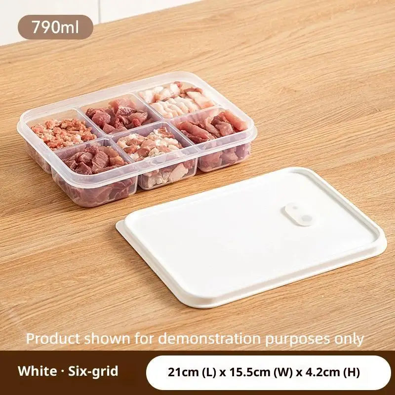 Refrigerator Storage Box Packed Meal Crisper Food Grade Sealed Food Meat 2/4/6 Compartment Refrigerated Storage Box