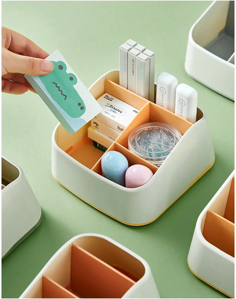 Desktop storage box, key, remote control, grid storage, desk stationery, sundries, cosmetics, desk sorting box