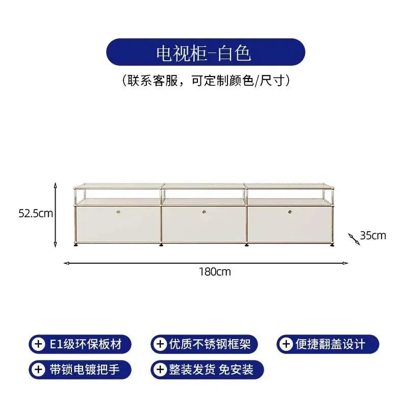 Storage Cabinet Sideboards Cabinet Shelf Module Modular DIY TV Stand Living Room Furniture Stainless Steel Vintage Frame