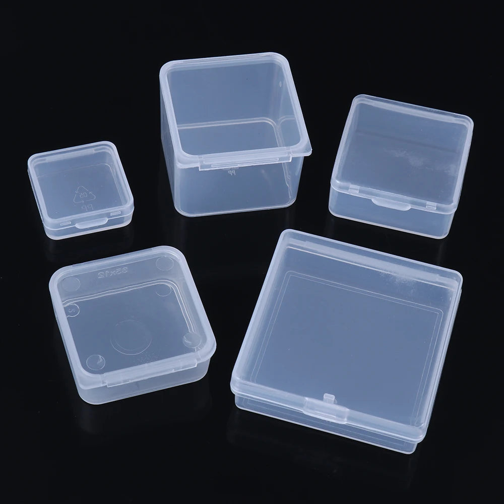 Multi Sizes Transparent Storage Box Square Small Items Case Jewelry Beads Container Fishing Tools Box Sundries Organizer Case