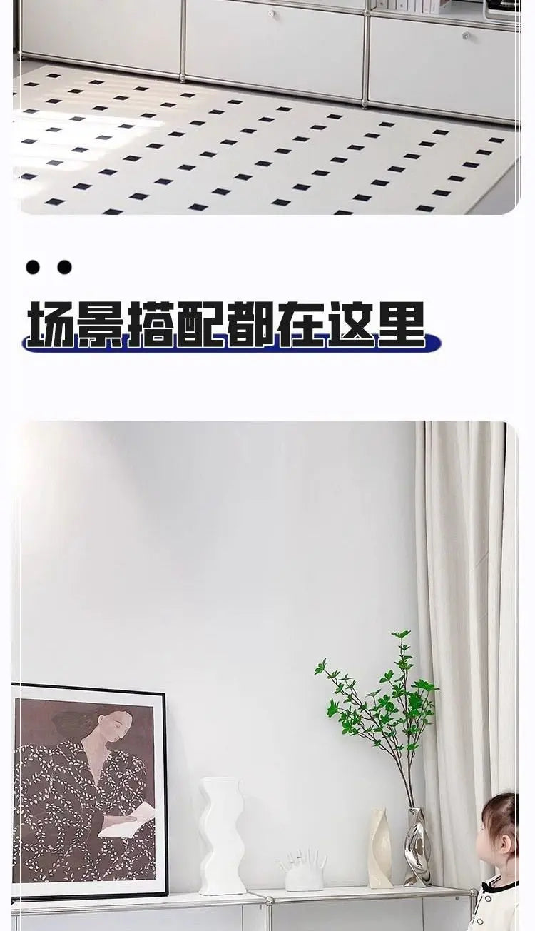 Storage Cabinet Sideboards Cabinet Shelf Module Modular DIY TV Stand Living Room Furniture Stainless Steel Vintage Frame