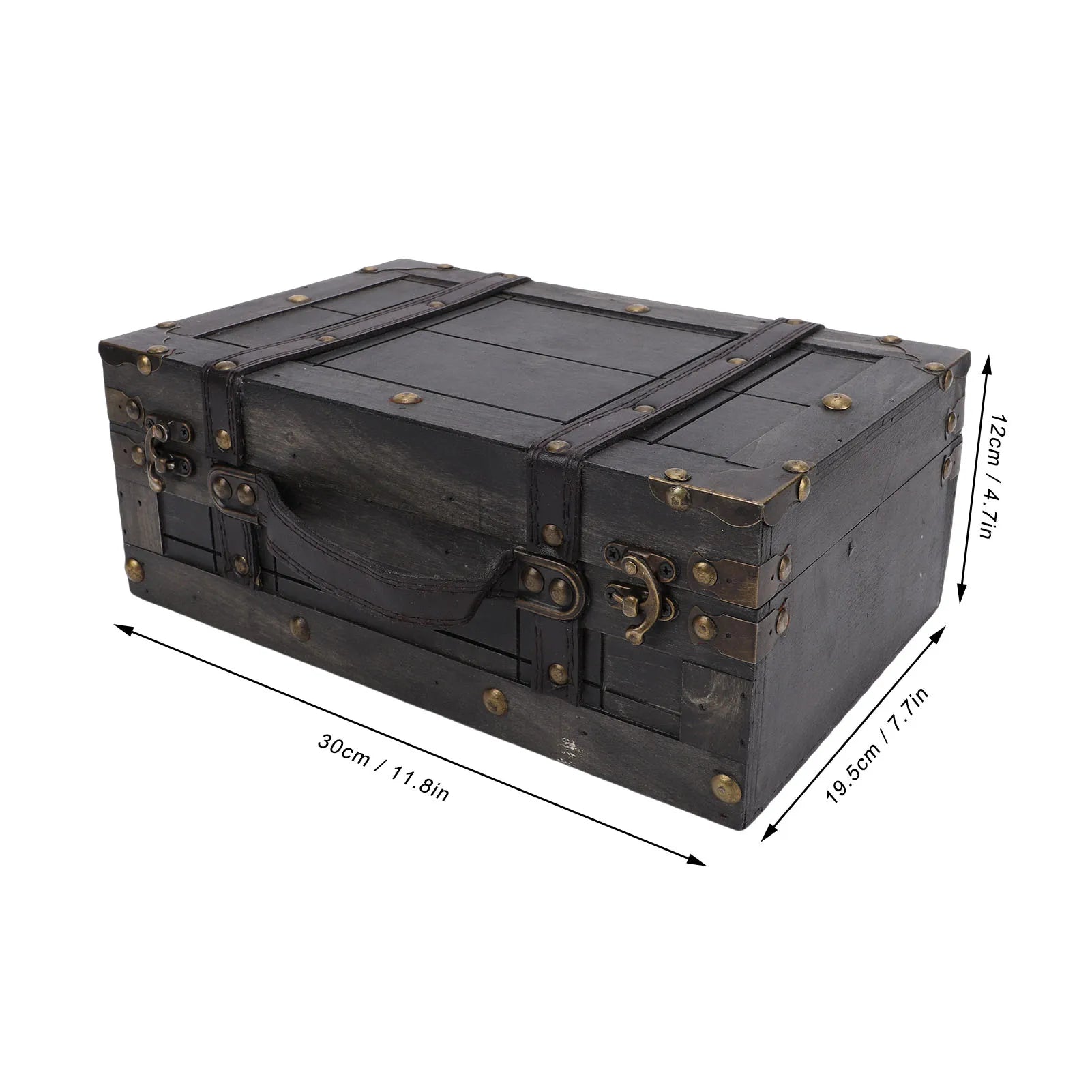 Wood Storage Trunk Wooden Chest Vintage Wood Storage Trunk with Lid Retro Suitcase Portable Box Ancient Photography Props S