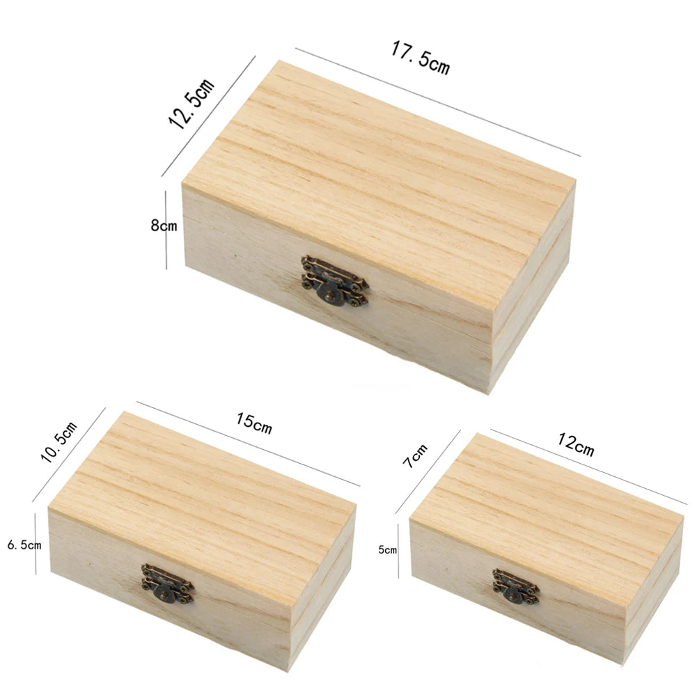 Plain Wooden Square Hinged Storage Boxes Craft Gift Box For Jewelry Case Box Home Sundries Storage Container Christmas Candy Box