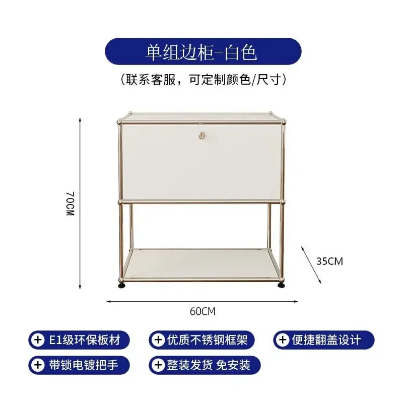 Storage Cabinet Sideboards Cabinet Shelf Module Modular DIY TV Stand Living Room Furniture Stainless Steel Vintage Frame