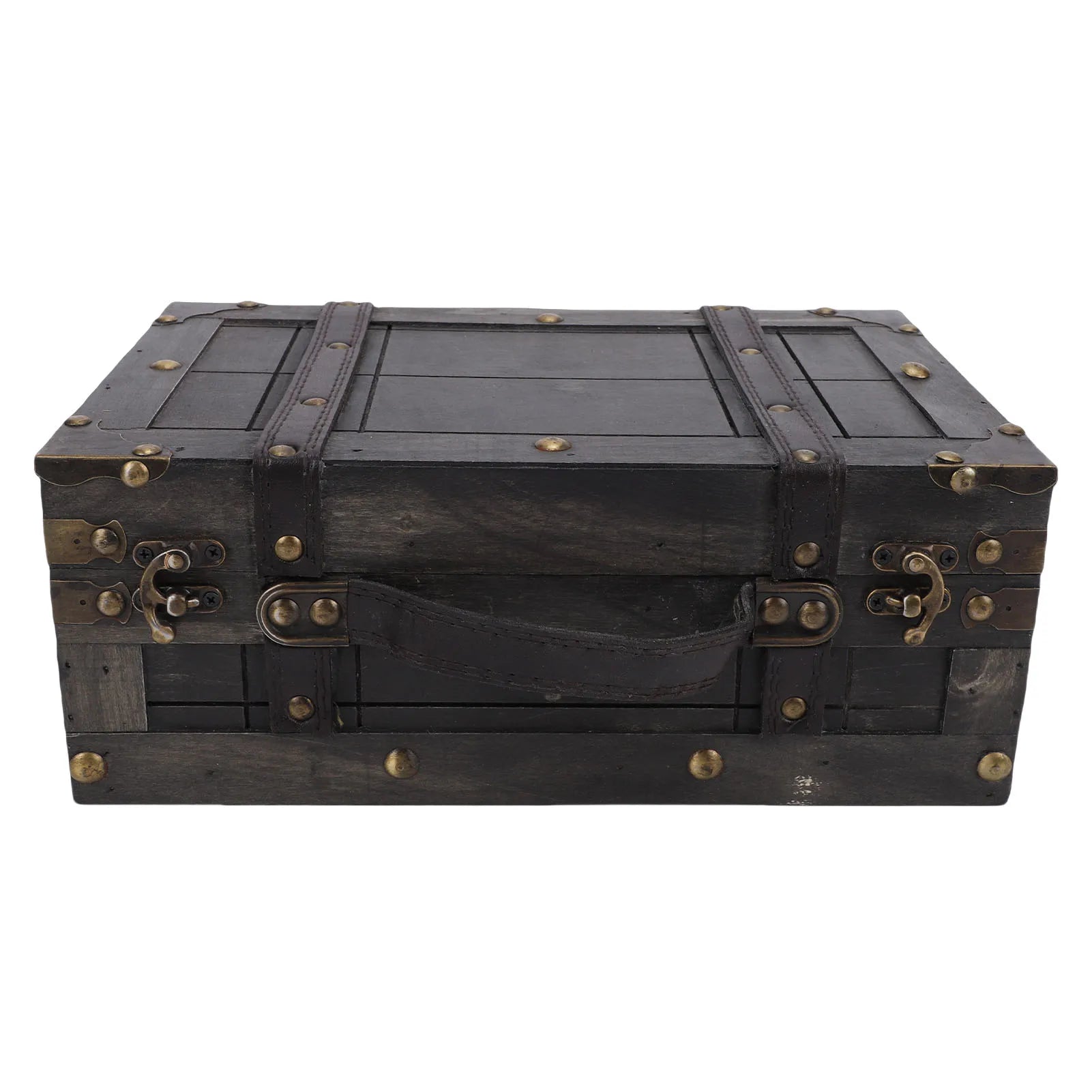 Wood Storage Trunk Wooden Chest Vintage Wood Storage Trunk with Lid Retro Suitcase Portable Box Ancient Photography Props S