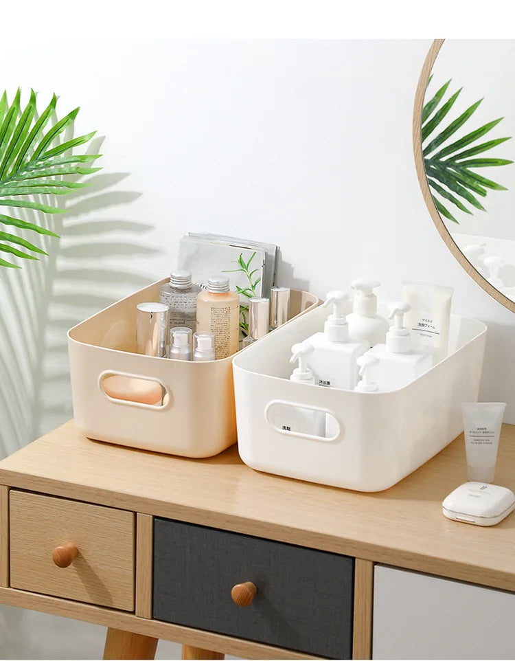 1-piece S-L Dormitory Miscellaneous Storage Box Desktop Cosmetic Storage Box Bathroom Kitchen Bedroom Plastic Storage Basket