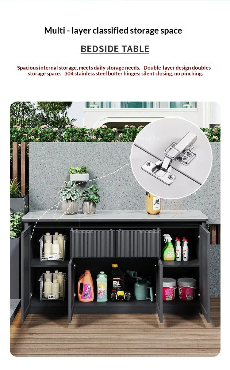 Outdoor aluminum alloy storage cabinet for balconies, patios, waterproof and sun-proof, suitable for storing miscellaneous items