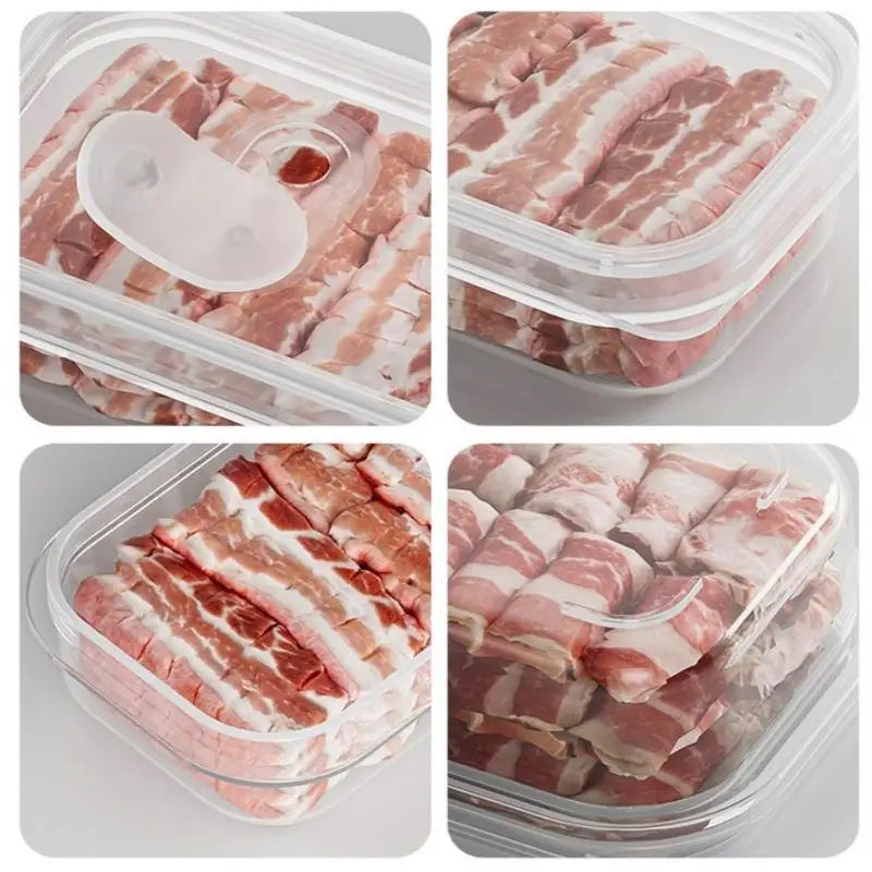 1/3PCS 2/3/6 Grids Refrigerator Storage Boxes With Holes Scallions Meat Fresh Box Food Container Cold Storage Crisper Sealed