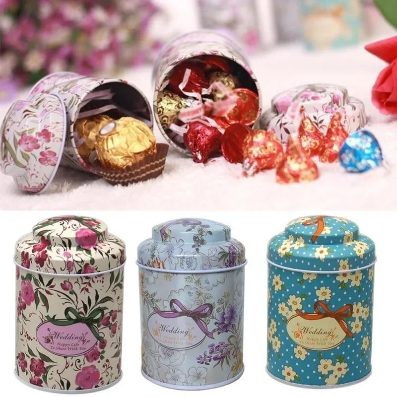 Vintage Palace Iron Storage Can Candy Cosmetics Storage Box Metal Can Tea Coffee Sugar Storage Jars Gift Tea Box Organizer