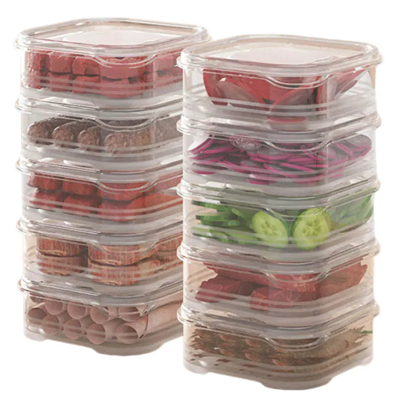 Food Fresh Box with Lid Refrigerator Storage Box Meat Vegetable Sealed Container Ginger Garlic Sub-Packed Boxes Kitchen Supplies