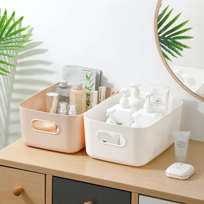 1-piece S-L Dormitory Miscellaneous Storage Box Desktop Cosmetic Storage Box Bathroom Kitchen Bedroom Plastic Storage Basket