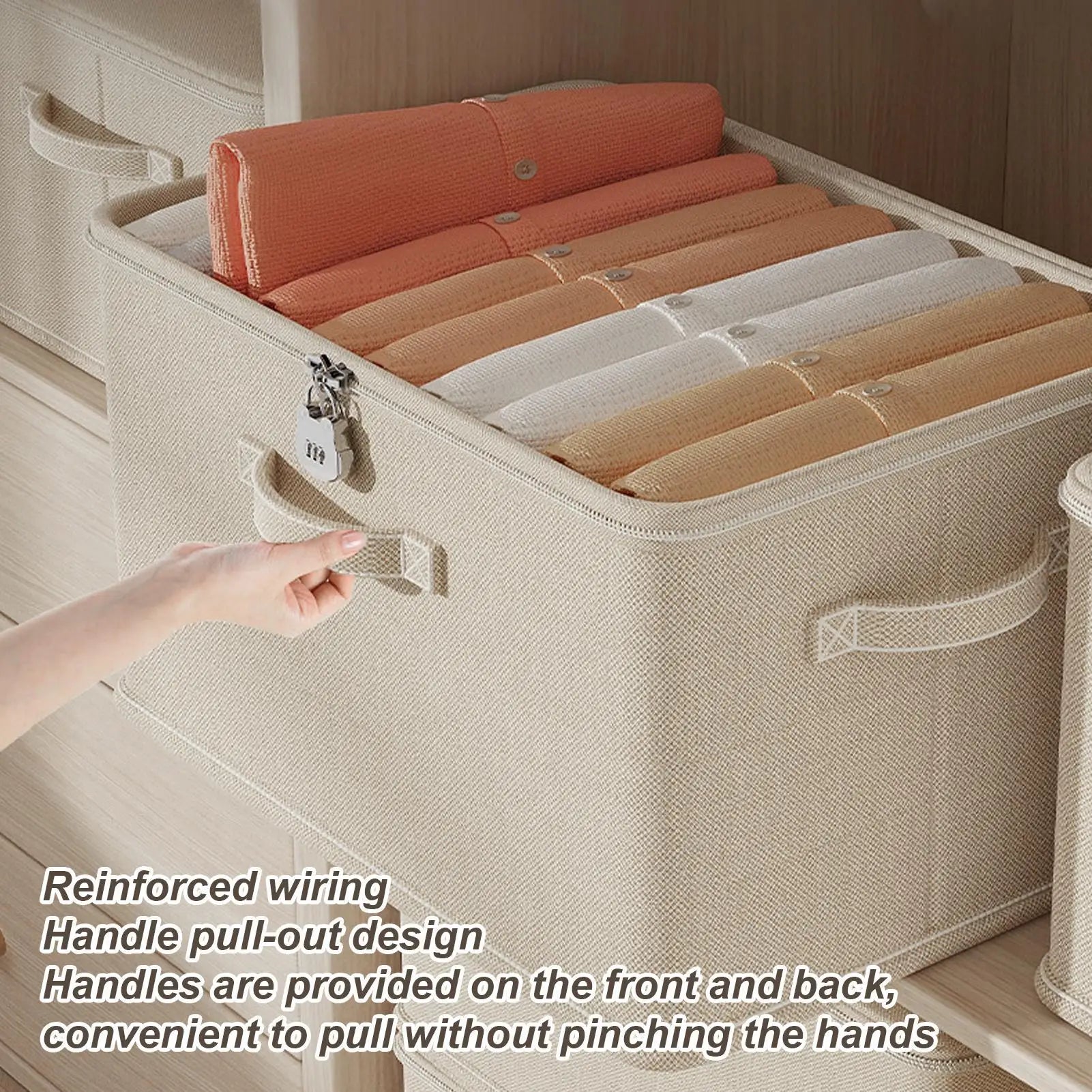 Large Storage Box with Lock Stackable Storage Container Secure with Handle Locking Organizing Bin Washable Shelf Baskets for