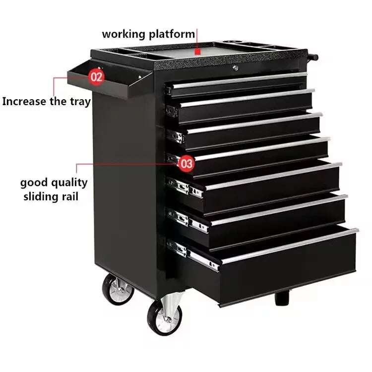 2025Garage Metal Trolly Tool Storage Cabinet Heavy Duty Workshop Roller Drawer Steel Tool Cabinet on Wheels