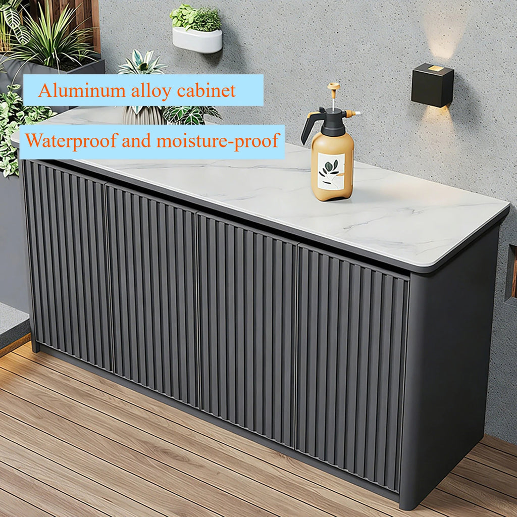 Outdoor aluminum alloy storage cabinet for balconies, patios, waterproof and sun-proof, suitable for storing miscellaneous items
