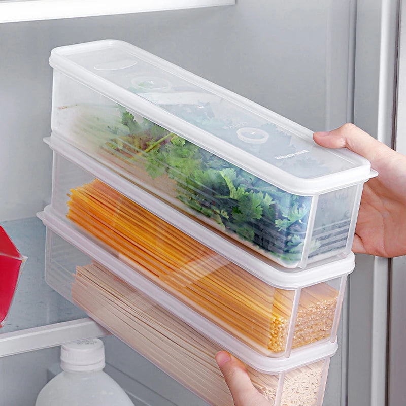 Noodle Storage Box Plastic Spaghetti Preservation Box Food Holder Fresh-keeping Sealed Green Oonion Container Box Kitchen Fridge